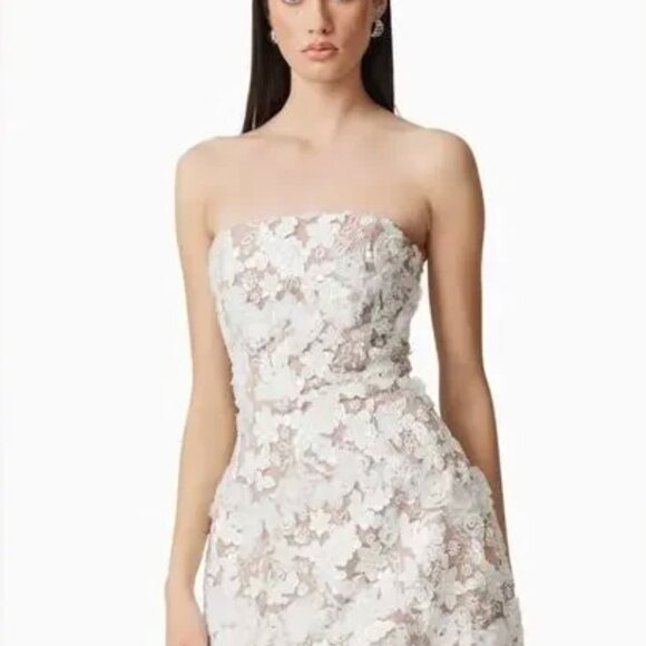 elliatt vonni white 3d floral mesh lace beaded mini bridal dress size XXS NEW - Picture 3 of 4
